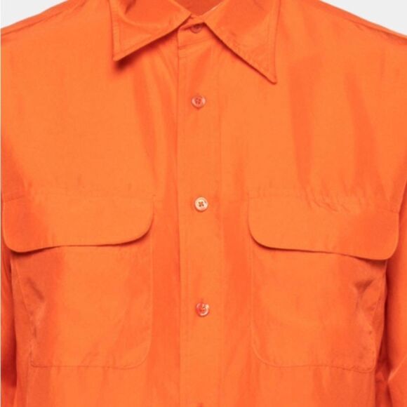 Ralph Lauren Black Label 100% Mulberry Silk Orange Button Up Top Size 2 525.00 - Picture 3 of 13